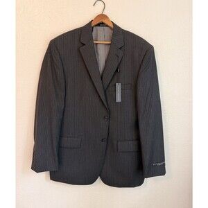 Men's Wearhouse Modern Fit Black Pinstripe Wool Single-Breasted Suit Jacket 44R